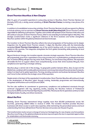 Grant Thornton Mauritius: A New Chapter